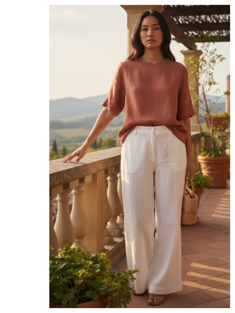 Vince Camuto Wide Leg LINEN Pants Sz 14 XL White Beach Lounge Coastal Resort